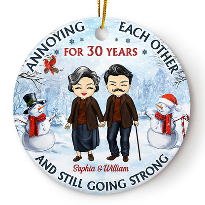 Old Couple Annoying Each Other - Christmas Gift For Couple - Personalized Circle Ornament