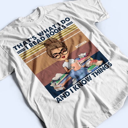 A Girl Who Loves Books Retro Navy Reading - Reading Gift - Personalized Custom T Shirt