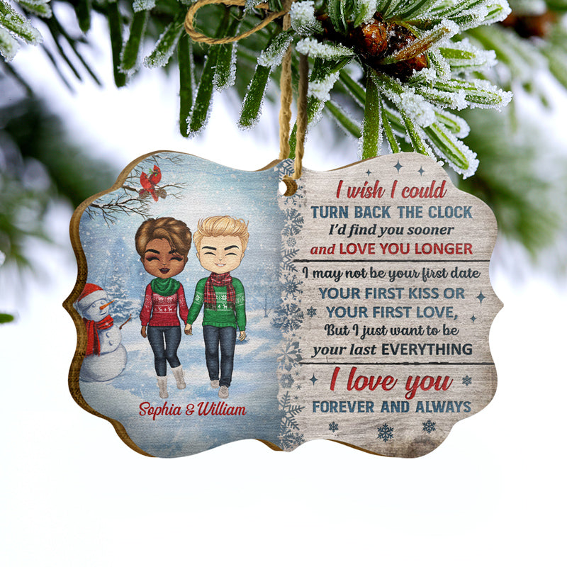 Christmas Couple The Day I Met You - Christmas Gift For Couple - Personalized Custom Wooden Ornament