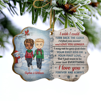 Christmas Couple The Day I Met You - Christmas Gift For Couple - Personalized Custom Wooden Ornament
