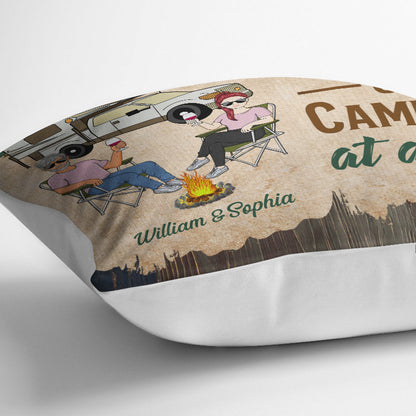 Let's Sit By The Campfire Husband Wife Camping Couple - Personalized Custom Pillow