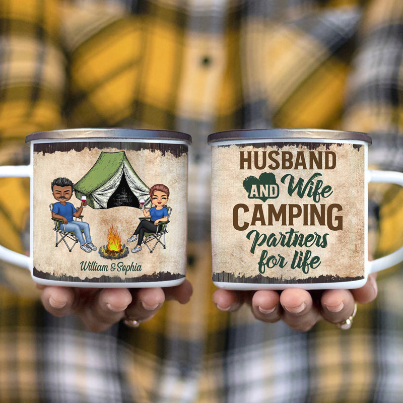 Camping Partners For Life Husband Wife - Couple Gift - Personalized Custom Campfire Mug