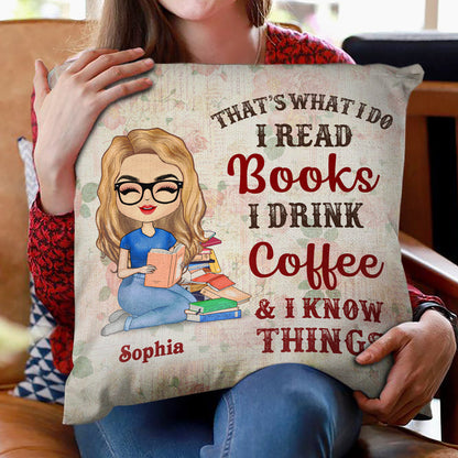 Girl Who Loves Books Reading Rose - Reading Gift - Personalized Custom Pillow