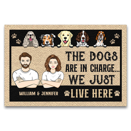 Couple The Dogs Are In Charge - Gift For Dog Lovers - Personalized Custom Doormat