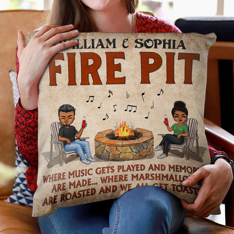 Fire Pit Where Music Gets Played Camping - Personalized Custom Pillow
