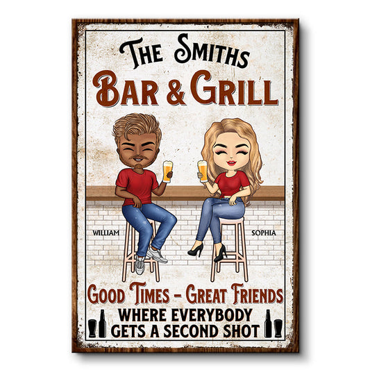 Where Everybody Gets A Second Shot Grilling - Bar Pub Patio Wall Decor - Personalized Custom Poster