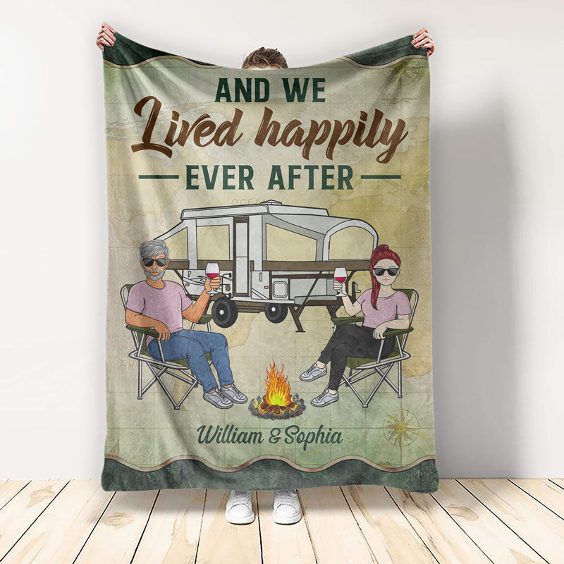 Camping Partners For Life Husband Wife Camping Couple - Personalized Custom Fleece Blanket