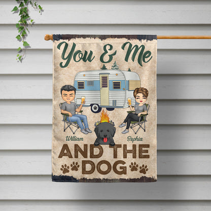 You & Me And The Dogs Camping Husband Wife - Couple Gift - Personalized Custom Flag