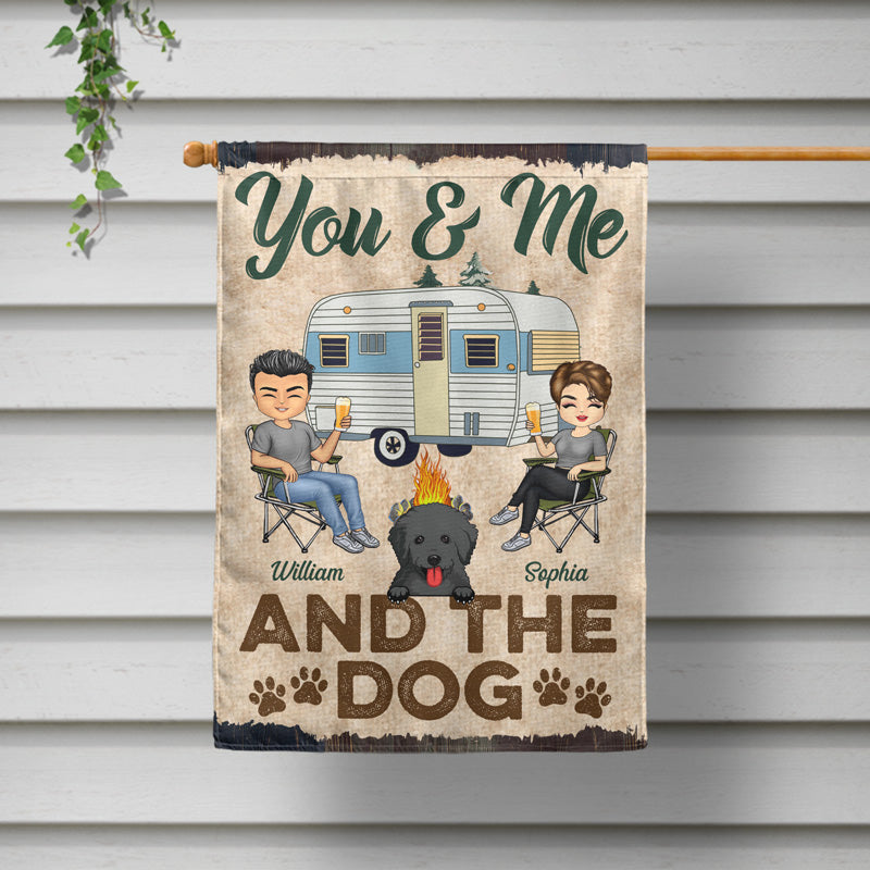 You & Me And The Dogs Camping Husband Wife - Couple Gift - Personalized Custom Flag