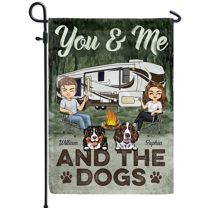 You & Me And The Dogs Camping Husband Wife - Couple Gift - Personalized Custom Flag