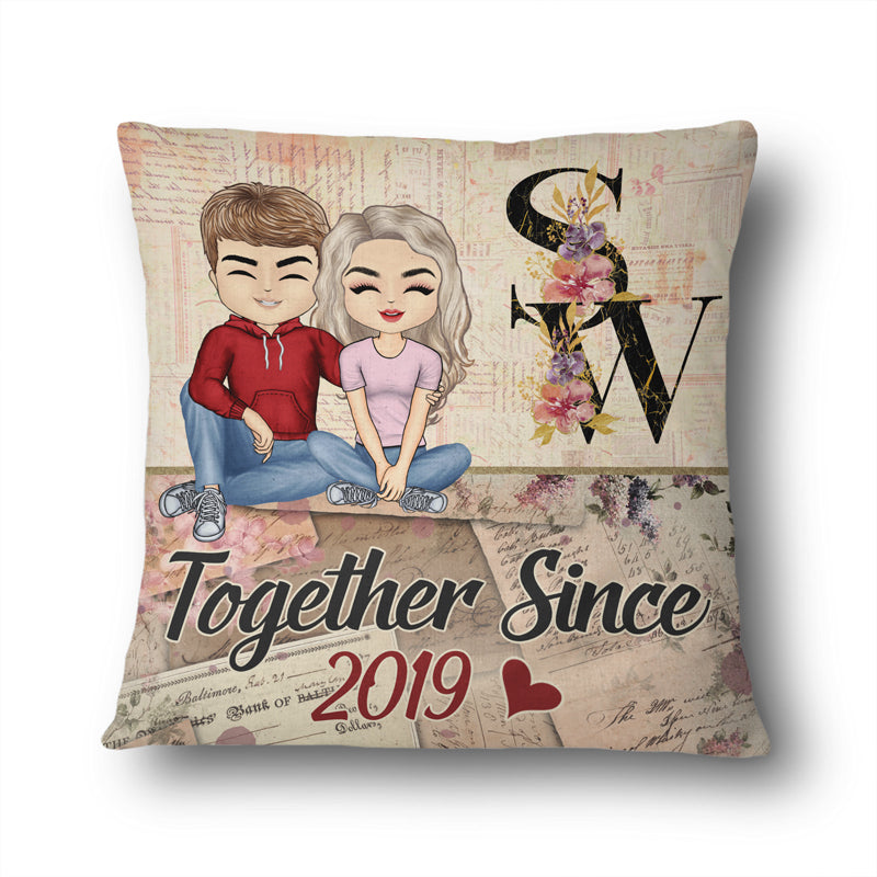 Together Since Floral Alphabet - Couple Gift - Personalized Custom Pillow