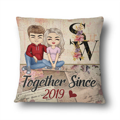 Together Since Floral Alphabet - Couple Gift - Personalized Custom Pillow