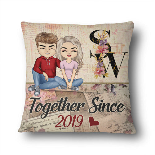 Together Since Floral Alphabet - Couple Gift - Personalized Custom Pillow