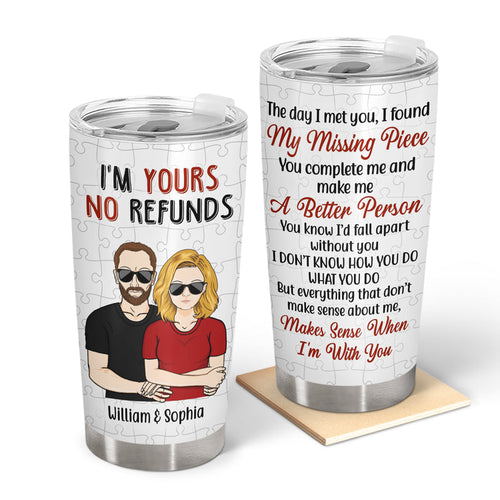 The Day I Met You Missing Piece Puzzle - Couple Gift - Personalized Custom Tumbler