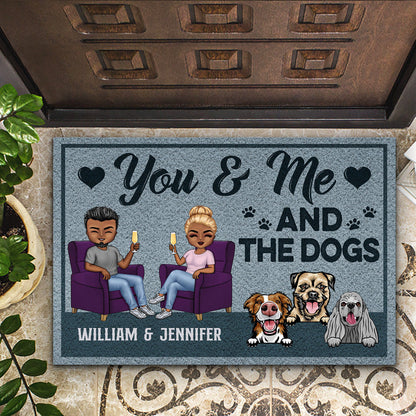 You & Me And The Dog Husband Wife - Couple Gift - Personalized Custom Doormat