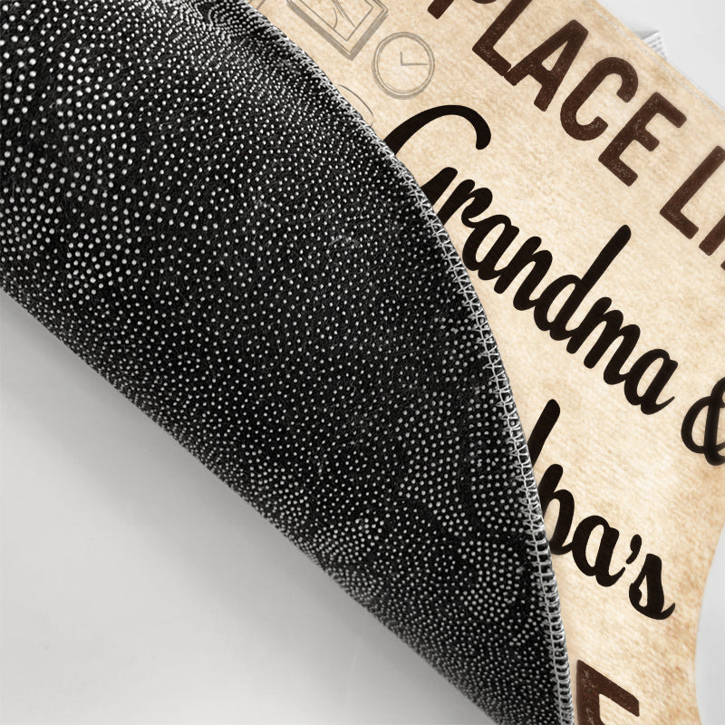 There's No Place Like Grandma's And Grandpa's House Husband Wife Old Chibi Couple - Personalized Custom Doormat