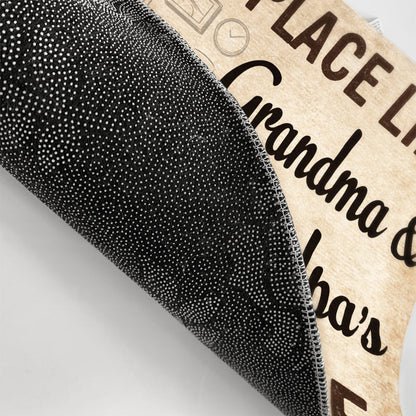 There's No Place Like Grandma's And Grandpa's House Husband Wife Old Chibi Couple - Personalized Custom Doormat