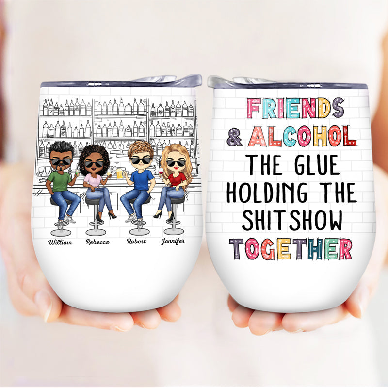 Here's To Another Year Of Bonding Over Alcohol White Best Friends - Bestie BFF Gift - Personalized Custom Wine Tumbler
