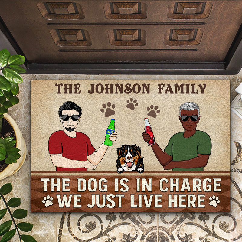 The Dogs Are In Charge We Just Live Here Couple Husband Wife - Gift For Dog Lovers - Personalized Custom Doormat