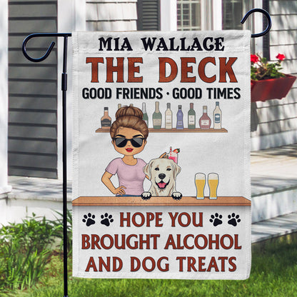 Hope You Brought Alcohol And Dog Treats Chibi Couple Husband Wife - Backyard Sign - Personalized Custom Flag