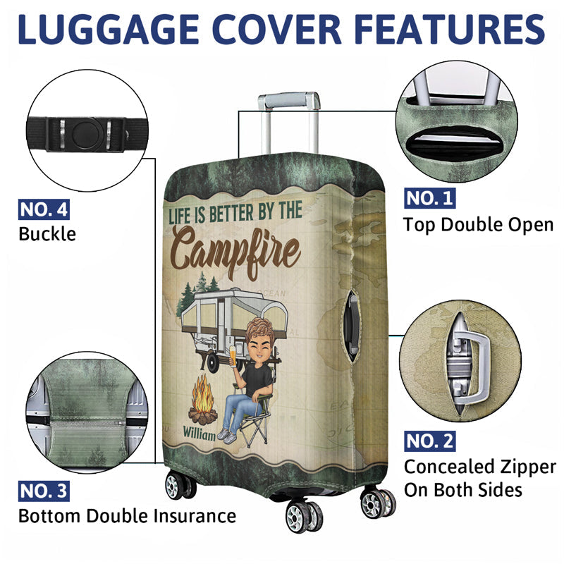 Just A Girl Boy Who Loves Camping Traveling - Personalized Custom Luggage Cover