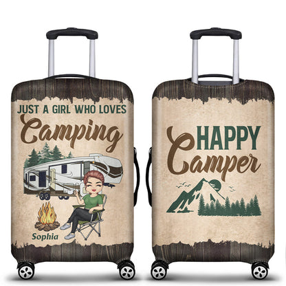 Just A Girl Boy Who Loves Camping Traveling - Personalized Custom Luggage Cover