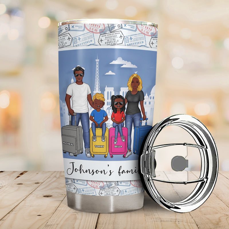 Travel Couple Family And So The Adventure Begins - Gift For Traveling Lovers - Personalized Custom Tumbler