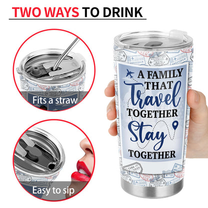 Travel Couple Family And So The Adventure Begins - Gift For Traveling Lovers - Personalized Custom Tumbler