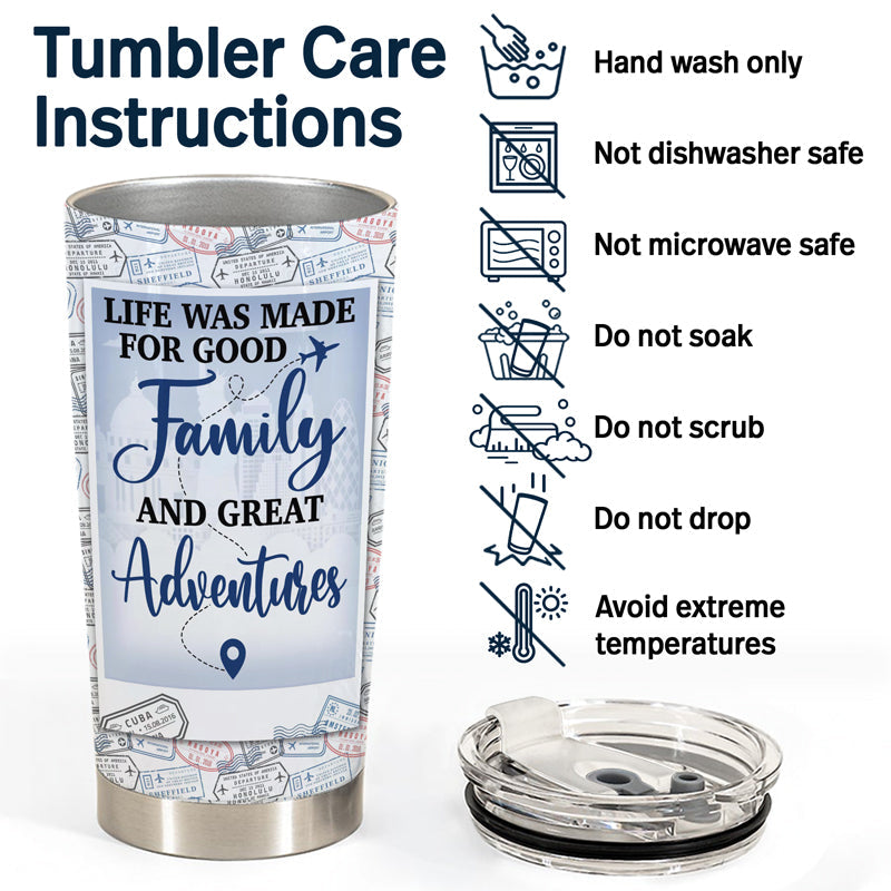 Travel Couple Family And So The Adventure Begins - Gift For Traveling Lovers - Personalized Custom Tumbler