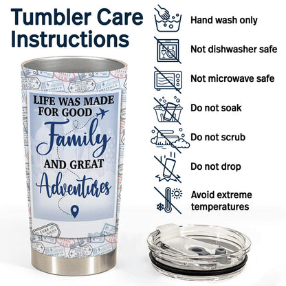 Travel Couple Family And So The Adventure Begins - Gift For Traveling Lovers - Personalized Custom Tumbler