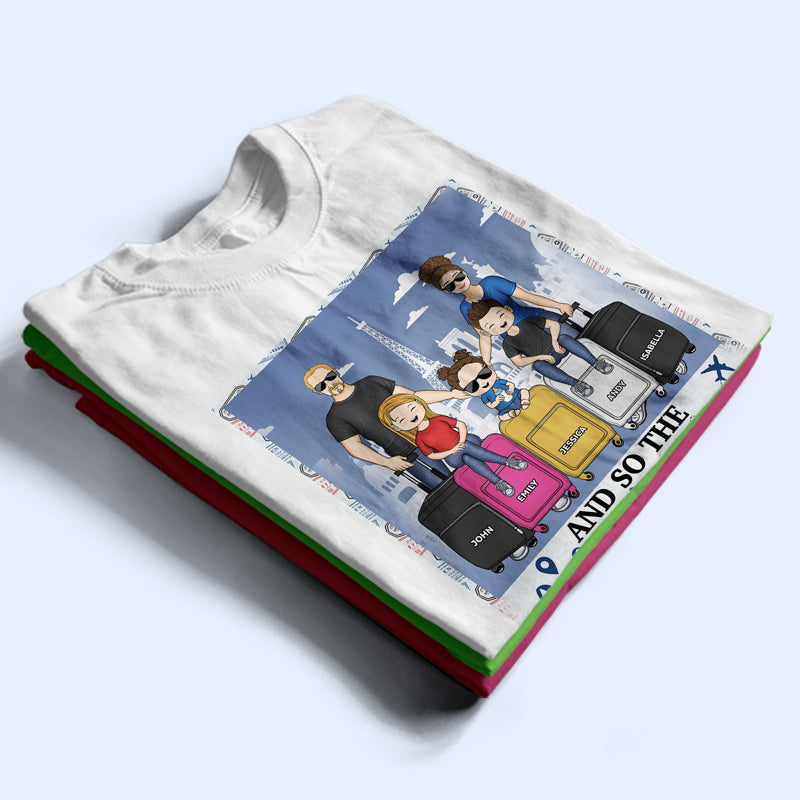 Travel Couple Family Adventure Begins - Gift For Traveling Lovers - Personalized Custom T Shirt