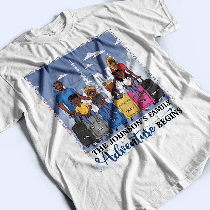 Travel Couple Family Adventure Begins - Gift For Traveling Lovers - Personalized Custom T Shirt