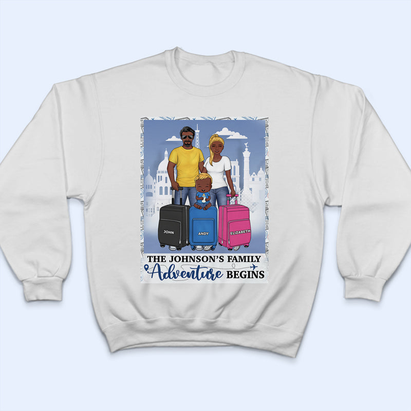 Travel Couple Family Adventure Begins - Gift For Traveling Lovers - Personalized Custom T Shirt