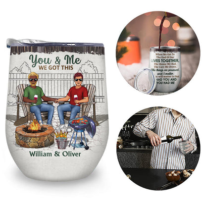 Grilling Backyard Family Couple The Day I Met You - Couple Gift - Personalized Custom Wine Tumbler