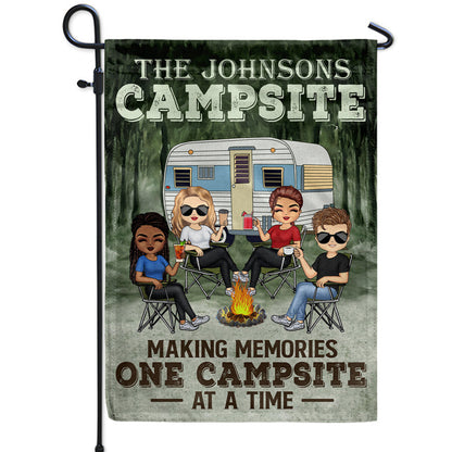 Making Memories One Campsite At A Time Camping Family Bestie Chibi - Personalized Custom Flag