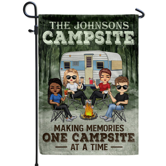 Making Memories One Campsite At A Time Camping Family Bestie Chibi - Personalized Custom Flag