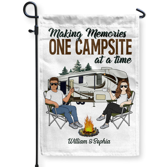 Making Memories One Campsite At A Time Husband Wife Camping Couple - Personalized Custom Flag