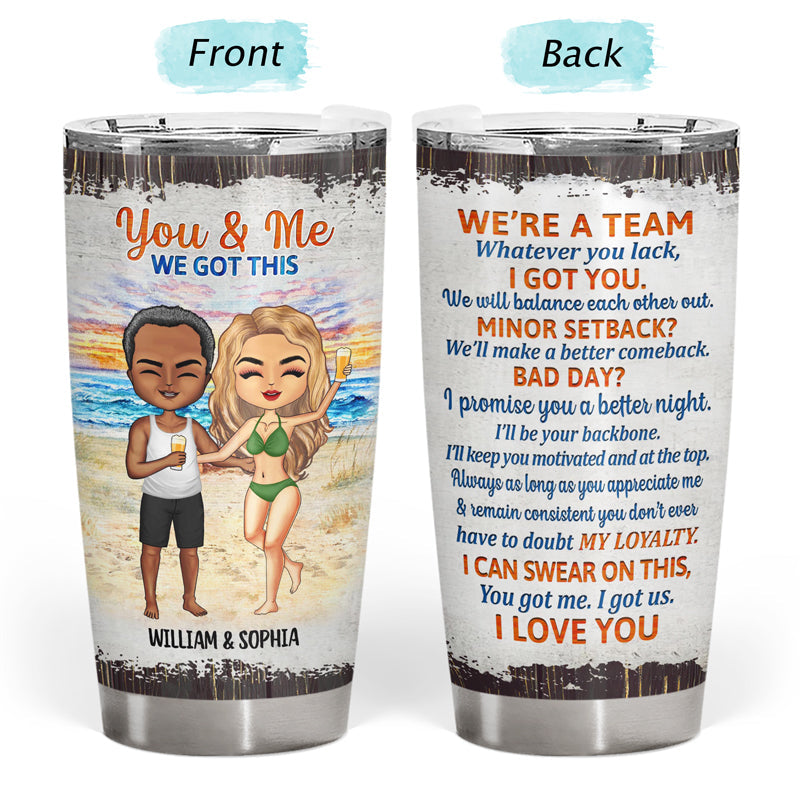 Beach Chibi Couple The Day I Met You - Gift For Couples - Personalized Custom Tumbler