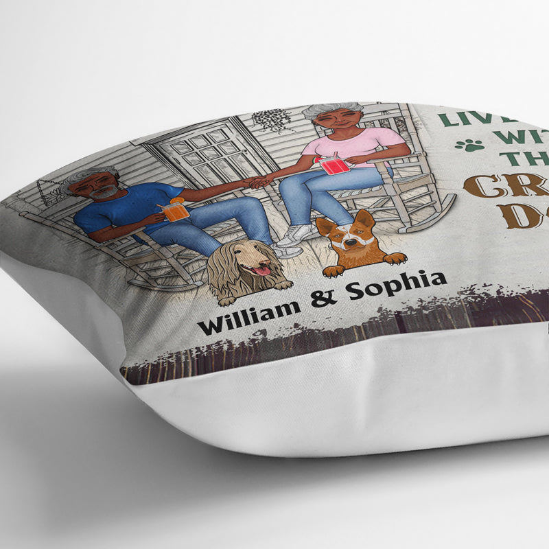 Dog Couple A Lovely Lady And A Grumpy Old Man Live Here - Gift For Dog Lovers - Personalized Custom Pillow