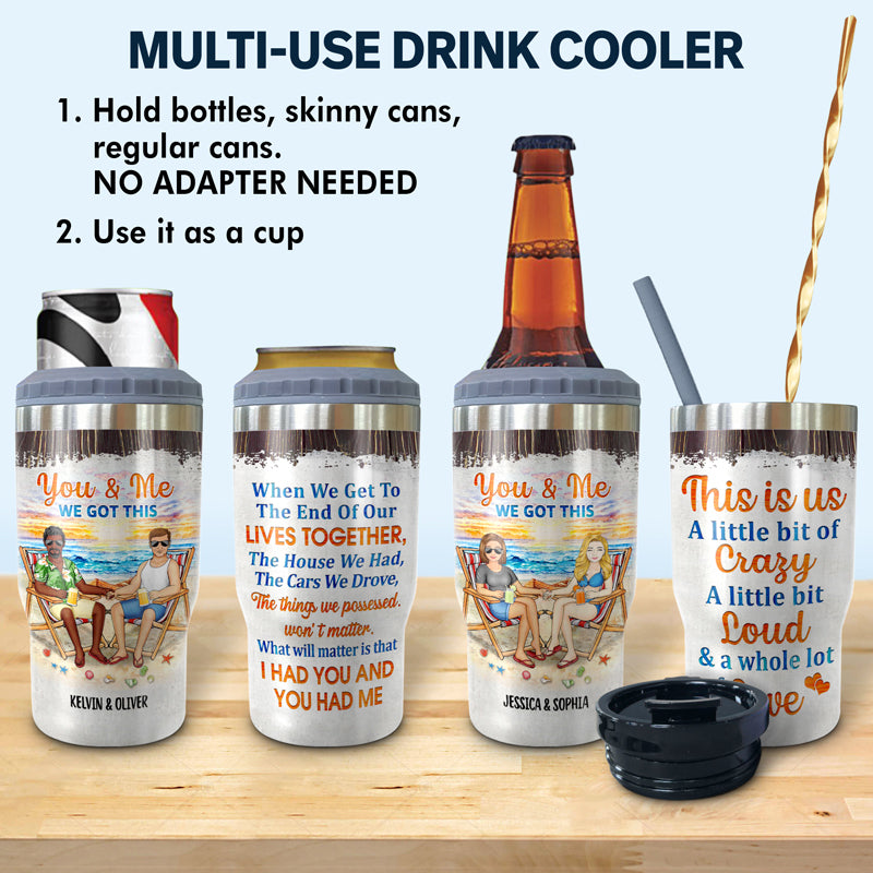 Beach Couple Husband And Wife Drinking Buddies For Life - Gift For Couples - Personalized Custom Triple 3 In 1 Can Cooler