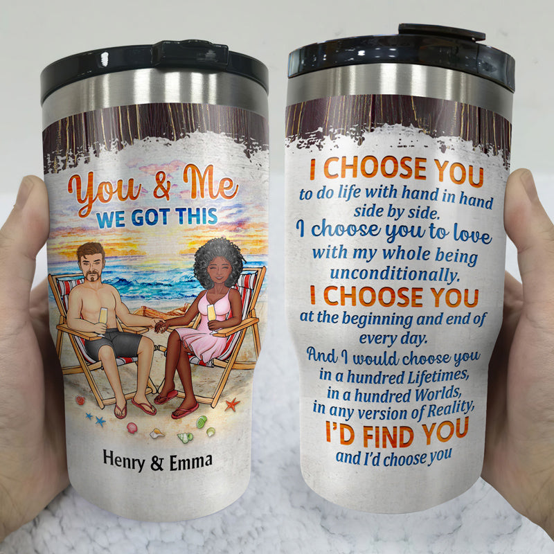 Beach Couple Husband And Wife Drinking Buddies For Life - Gift For Couples - Personalized Custom Triple 3 In 1 Can Cooler