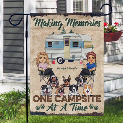 Making Memories One Campsite At A Time Dogs Camping Husband Wife - Couple Gift - Personalized Custom Flag