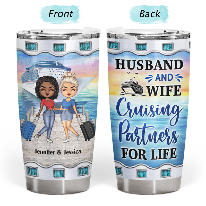 Traveling Couple Husband And Wife Cruising Partners For Life - Gift For Couples - Personalized Custom Tumbler