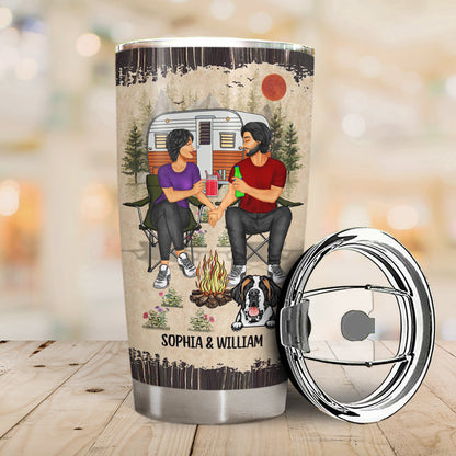 Camping Couple The Day I Met You - Gift For Dog Lovers - Personalized Custom Tumbler