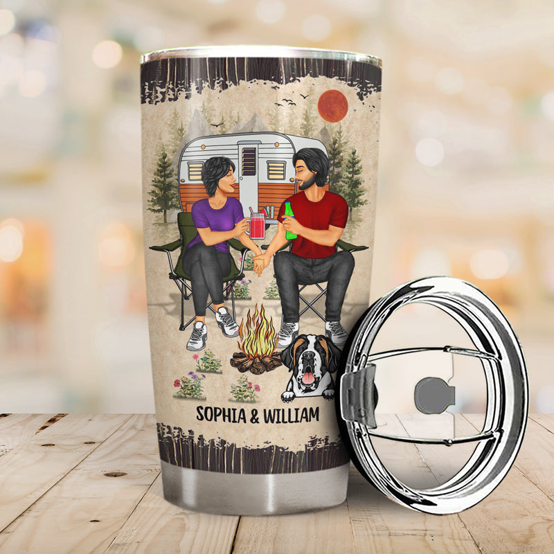 Camping Couple The Day I Met You - Gift For Dog Lovers - Personalized Custom Tumbler