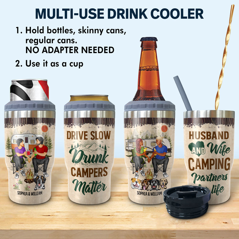 Camping Couple The Day I Met You - Gift For Dog Lovers - Personalized Custom Triple 3 In 1 Can Cooler