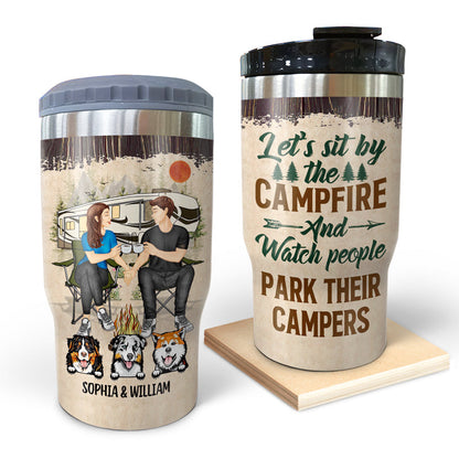 Camping Couple The Day I Met You - Gift For Dog Lovers - Personalized Custom Triple 3 In 1 Can Cooler