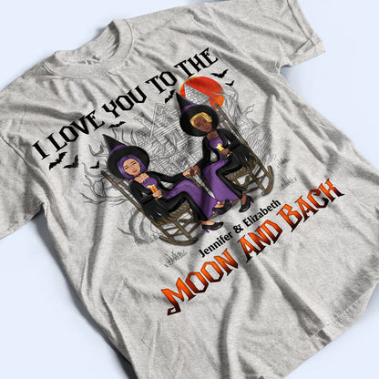 Witch Devil Couple I Love You To The Moon And Back - Gift For Couples - Personalized Custom T Shirt