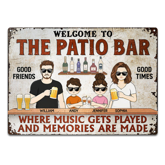 Where Music Get Played And Memories Are Made Couple Husband Wife Family Children - Backyard Sign - Personalized Custom Classic Metal Signs