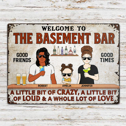 A Little Bit Of Crazy A Little Bit Of Loud Couple Husband Wife Family Children - Backyard Sign - Personalized Custom Classic Metal Signs